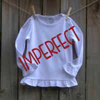 IMPERFECT Blank Girl's Long Sleeve Ruffle Tee Shirt